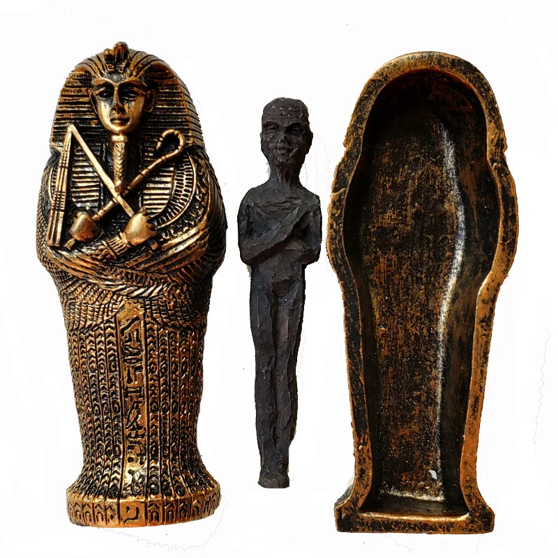 1pcs Resin Ancient Egyptian Coffin Figurine Sculpture Egypt Mummy Statue Small Ornaments Miniature Model Fish Tank Decoration