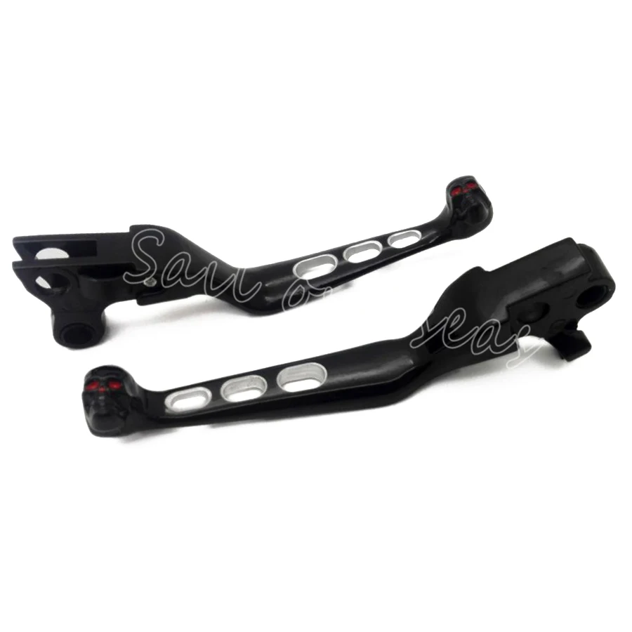 1pair Black Aluminum Skull Brake Clutch Lever Handlebar For Harley Sportster Softail Night Train Fatboy Electra Glide Custom