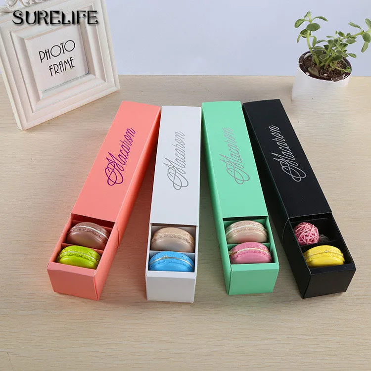 100pcs High Quality white/pink/ green/black/red macaron box packaging drawer type 20.5*5.4*5.3cm