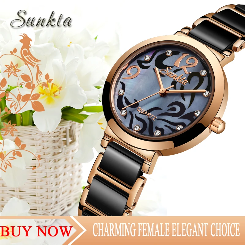 SUNKTA Quartz Women Watch Waterproof Shockproof SUNKTA Brand Ladies Fashion Casual Watch Women Dress Bracelet Watch  Lover Gift