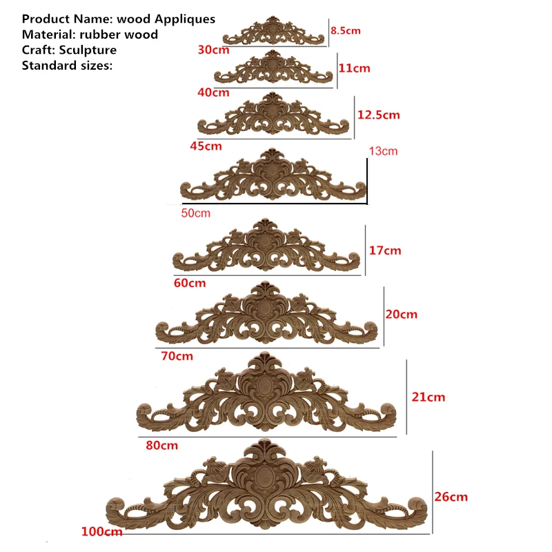 Прямоугольная резьба, аппликации из натурального дерева для мебели, шкафа, неокрашенные деревянные молдинги, наклейка, винтажный домашний декор, декоративные