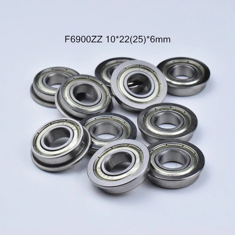 

F6900ZZ 10*22(25)*6mm 10pieces 6900 Flange bearing metal sealed ABEC-5 chrome steel bearings hardware