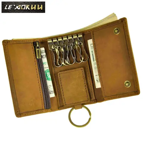 남성용 오리지널 가죽 패션 다기능 동전 지갑, 자동차 원격 케이스, 키 링 케이스 홀더, 체인 디자이너 키 패키지 가방, 230-L