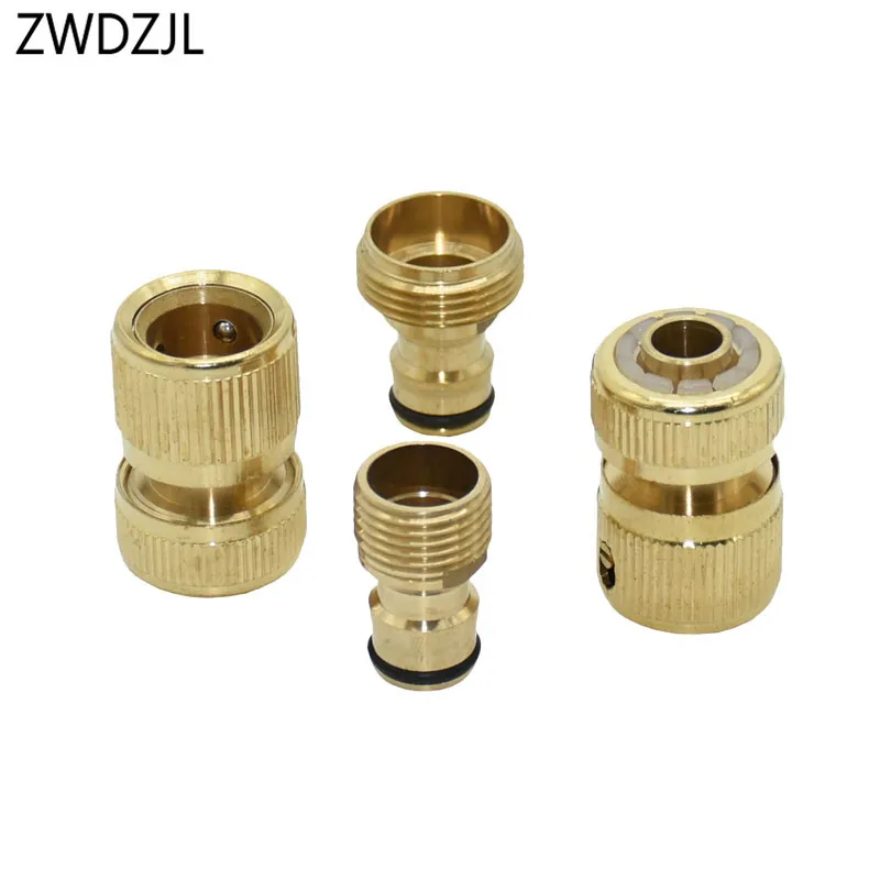 

1/2 inch garden hose connector brass hose Quick connector G1/2 G3/4 water gun copper fitting 1set