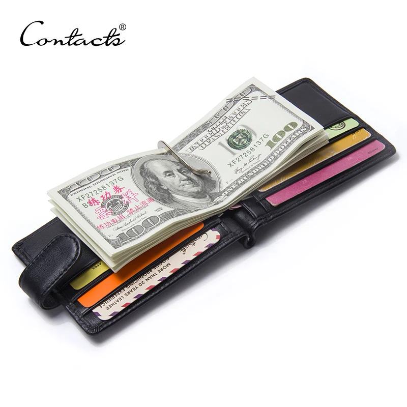 

Fashion Black Money Clips Famous Brand High Quality Genuine Leather Men Wallets Hasp Mini Purse Vintage Men Wallet CONTACT'S