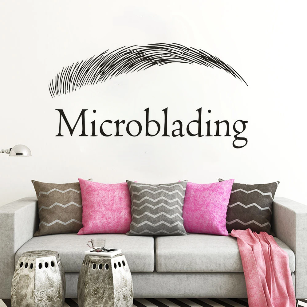 Eyebrows Microblading Logo Wall Sticker Beauty Salon Interior Decor Brows Design Vinyl Wall Decal Microblading Sign Poster AZ672