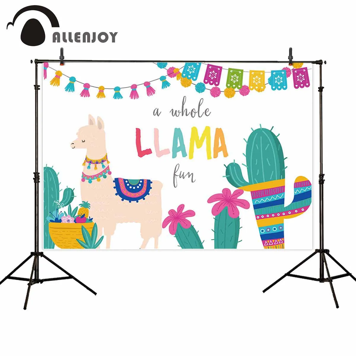 Allenjoy photography backdrop Bohemian style alpaca cactus flower spring party background photocall photobooth photo studio new