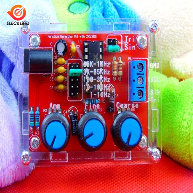 1Hz -1MHz XR2206 generatore di segnali funzione Kit fai-da-te generatori sinusoidali/triangolari/ad onda quadra ampiezza di frequenza regolabile