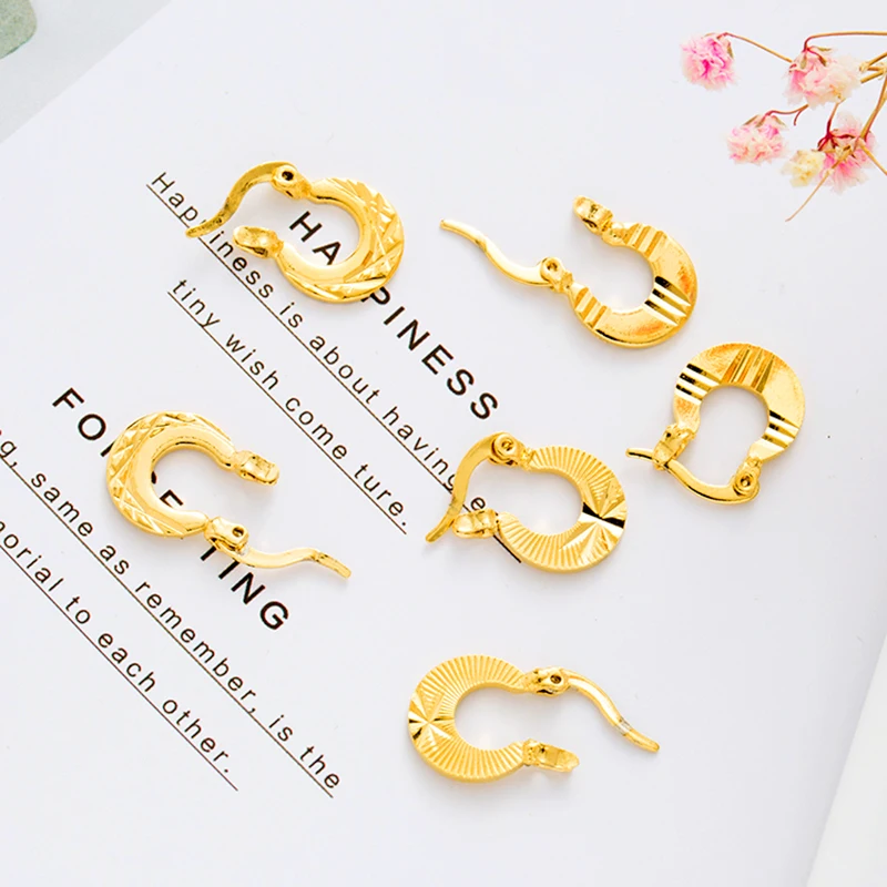 1.1CM Dubai Kids Earrings 2 Pairs Gold Color SMALL Baby Jewelry Children Girls Fashion African Party Gift