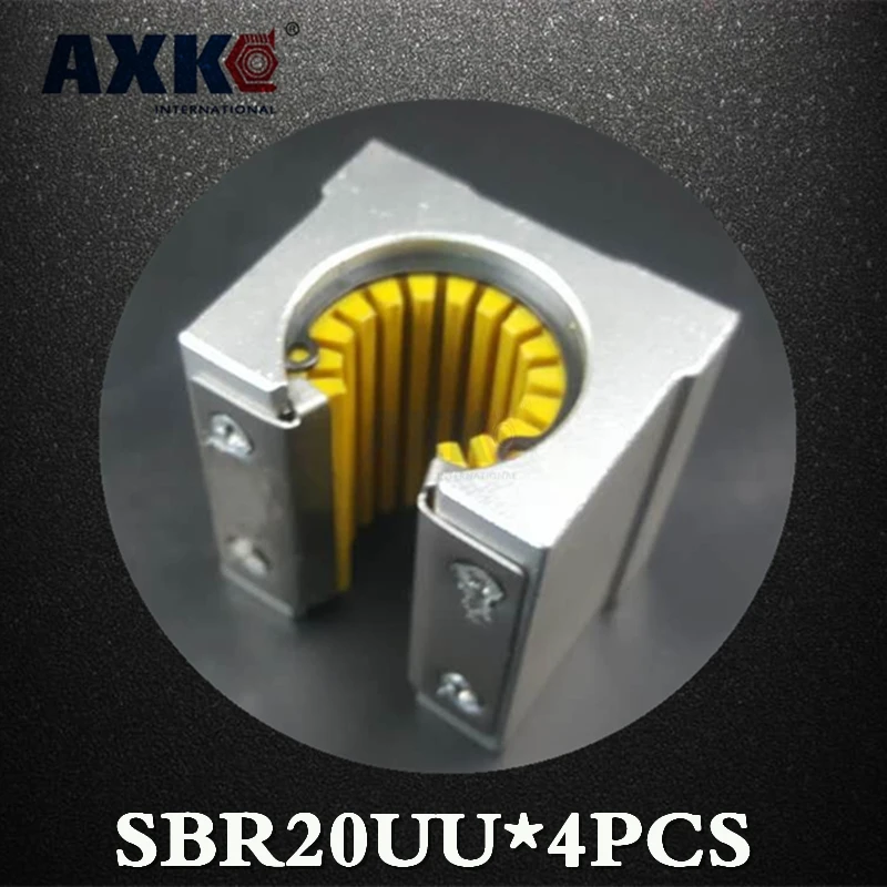 2023 Linear Rail Axk Axk 4pcs Sbr20uu Sbr20 Sbr20uu-s Linear Bearing 20mm Open Slide Block Cnc Parts Engineering Plastics