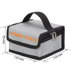 HOBBYMATE Lipo Charging Bag Fireproof, Lipo Battery Safe Bag for Storage & Charging Lipos - Mini Size (110x110x70 mm)