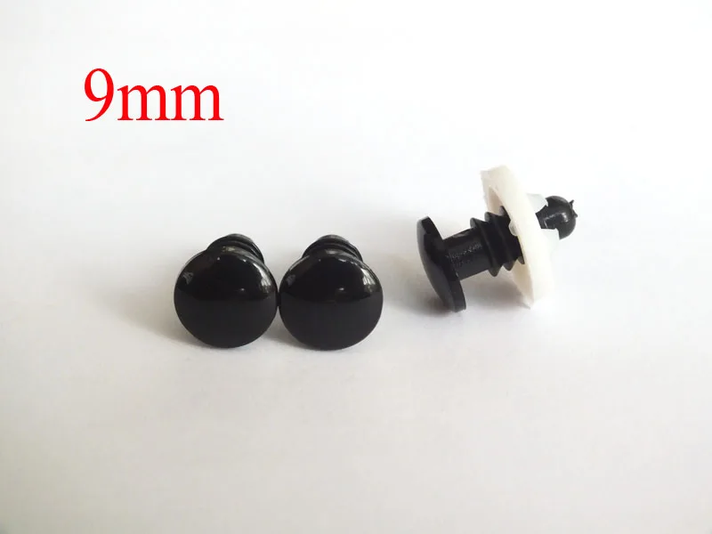 200pcs 9mm Flat toy eyes Black Plastic Safety Eyes For Teddy Bear Dolls Toy Animal Felting