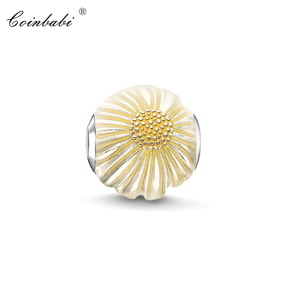 

Bead Daisy Flower, Europe Style Silver Large Hole Gift For Women Gift Fit Karma Bracelet Necklace Key Chain Earrings