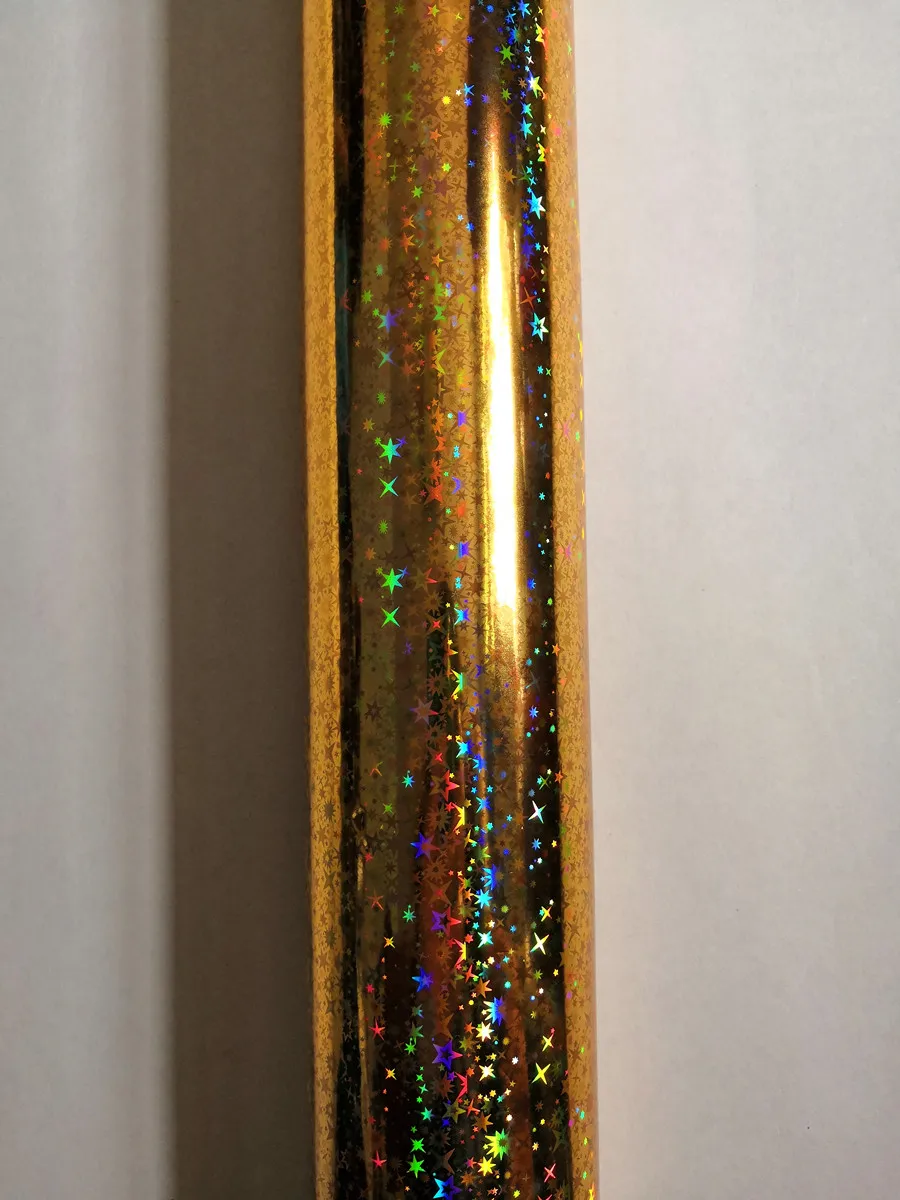 Holographische folie heißprägefolie gold farbe stern muster A41 heißer drücken sie auf papier oder kunststoff 64 cm x 120 m