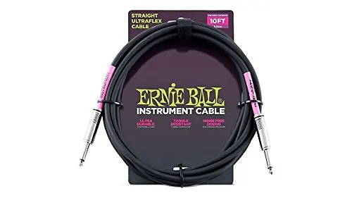 Ernie Ball Instrument Cable Straight / Straight Black Jacket P06048 10FT (3.04m)