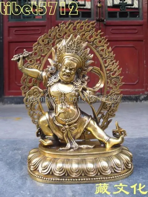 

Tibetan Buddhist brass nice looking Vajrapani Chanai Dorje buddha statue 33 cm Decoration Dynasty Food Censer Bronze Statue