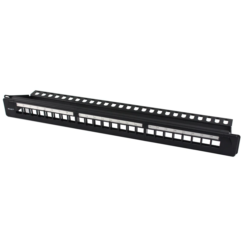 BELNET 24 Port RJ45 UTP Patch Panel Kosong 1U 19 ''Inch semua logam Rack Mount Jaringan cat5e cat6 cat7 Ethernet cablekeystone jack