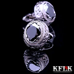 KFLK Luxury shirt cufflinks for mens Brand cuff button Retro cuff links High Quality Black abotoaduras arrogance gemelos Jewelry