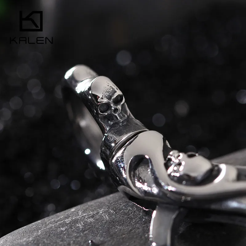 Kalen New Cool Men\'s Key Chains High Quality Stainless Steel Skull Pattern Key Chains Fashion Punk Biker Accessories Jewelry