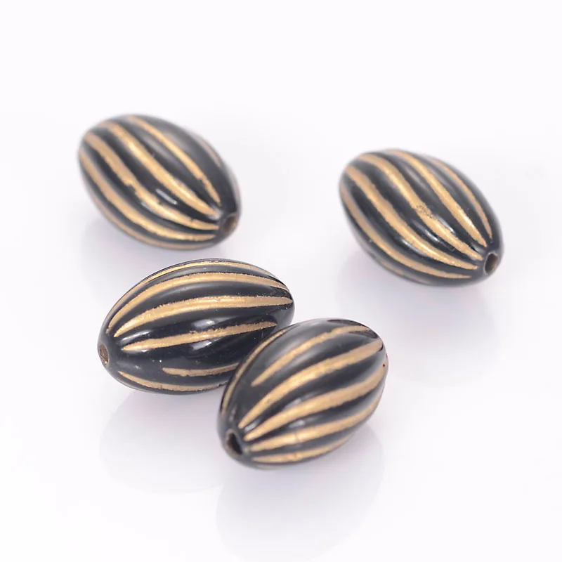 Miasol 100 Pcs 9x15mm Acrylic Twist Stripe Oval Shape Spacers Antique Design Beads For Diy Jewelry Making Accessories