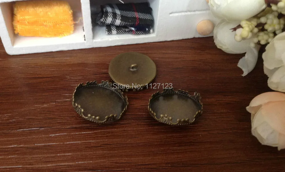 

Free shipping!!! 150pcs 20mm Brass button bezel with round crown edged cabochon/ cameos mountings