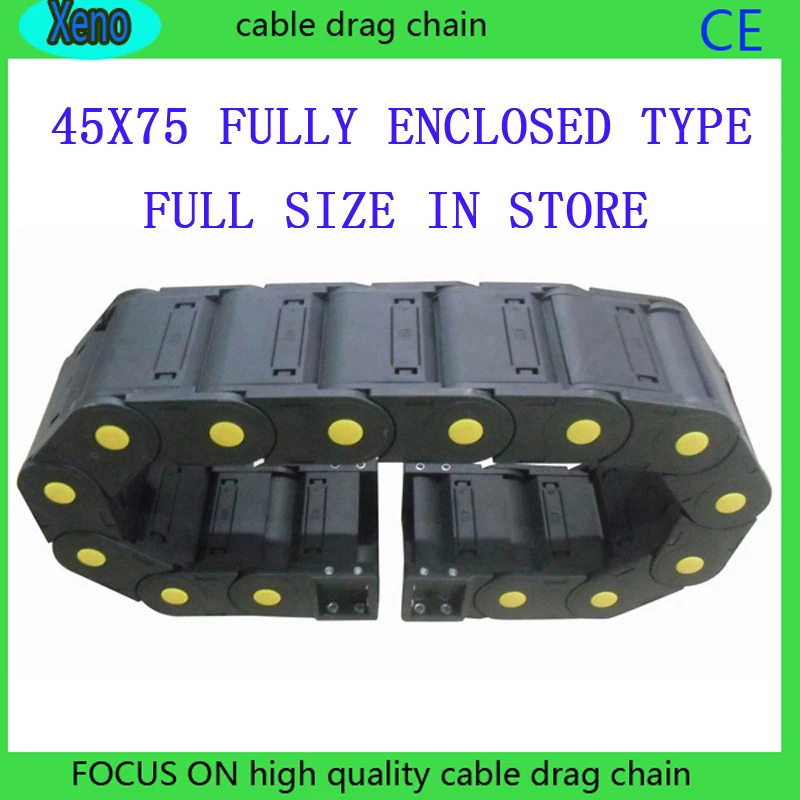 Free Shipping 45x75 10 Meters Fully Enclosed Type Plastic Cable Drag Chain Wire Carrier