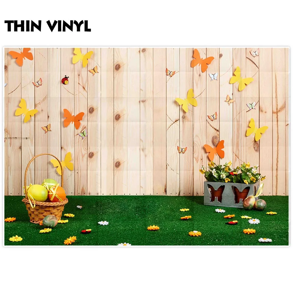 Funnytree-telón de fondo de Pascua para niños, telón de madera, mariposa, huevos, flores, Primavera, estudio fotográfico, photobooth, utilería para sesión fotográfica