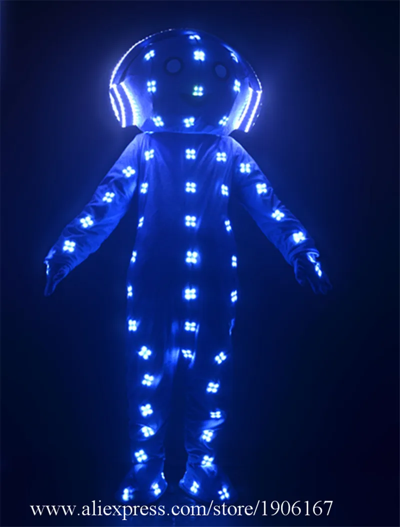 Colorful LED Luminous Ballroom Dance Costumes RGB Led Light Up Big Head Doll Clothes Catwalk Party Performance Flashing L Suit