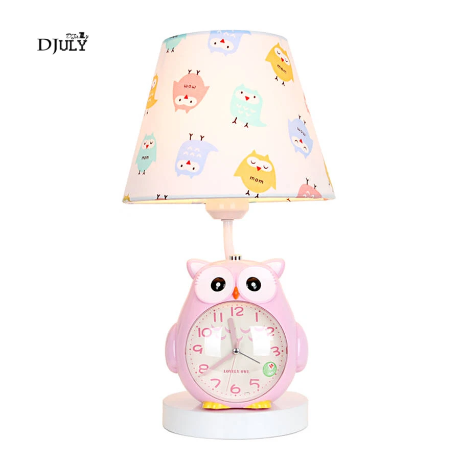 

modern creative owl clock desk lamp for study living room children bedroom lovely table lamp home deco girls makeup table light