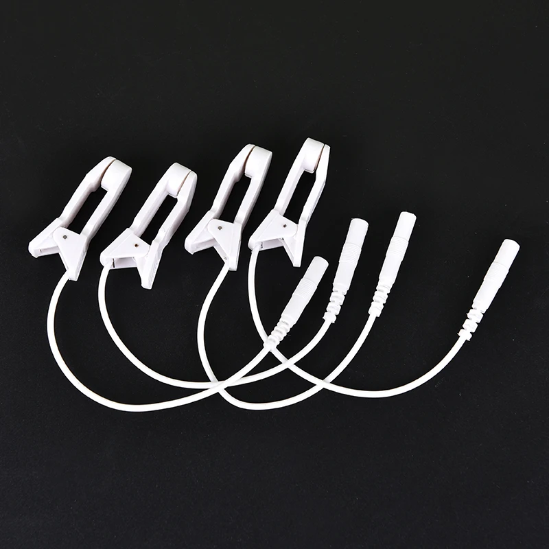 2PCS Electrode Lead Wire Connecting Cable Sleeping Aids for Massagers Earclips 2.0mm Pin Breast Nipple Ear Pain Relief Clip Tens