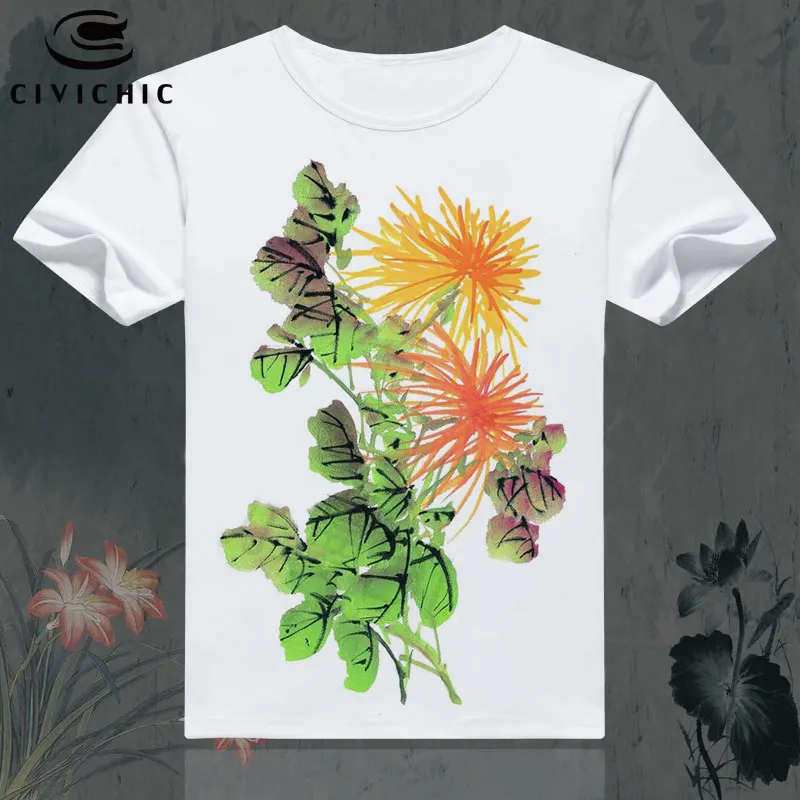 CIVI CHIC 2018 Chinese Style Summer T Shirt Women Floral Print Tops Tee Man Plus Size Oriental Ethnic Tshirt Groot Camisa WST122