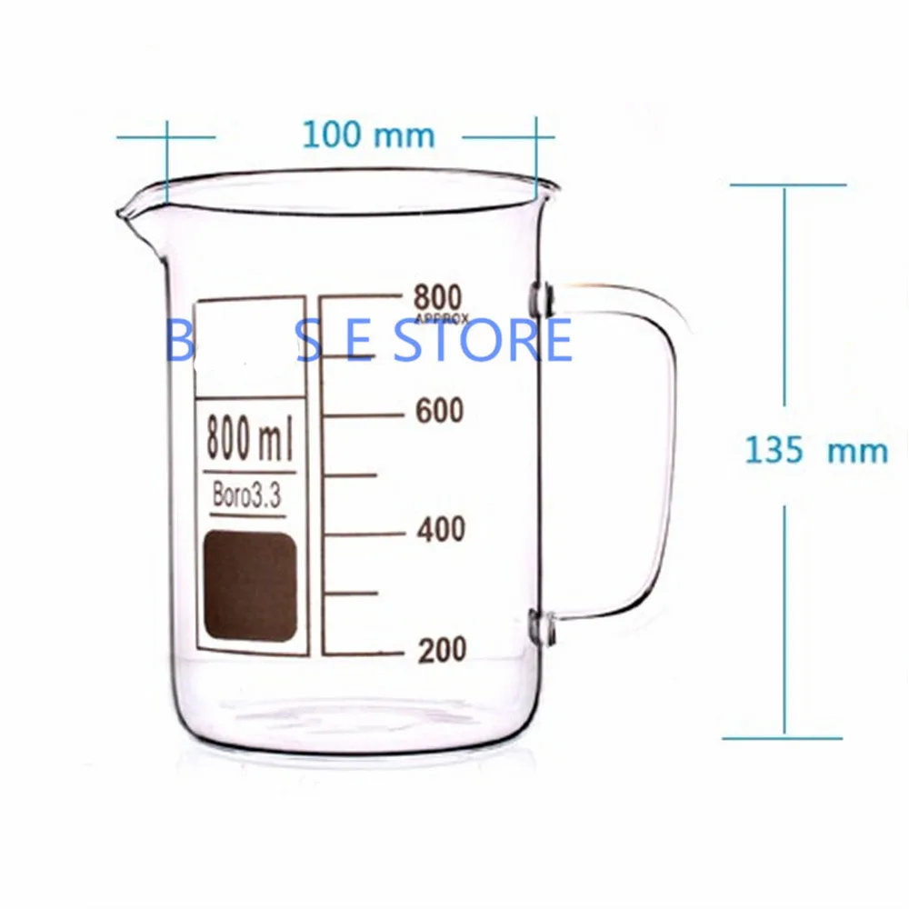 

800mL Glass Beaker with Handle New Chemical Lab Glassware Borosilicate Glass 3.3