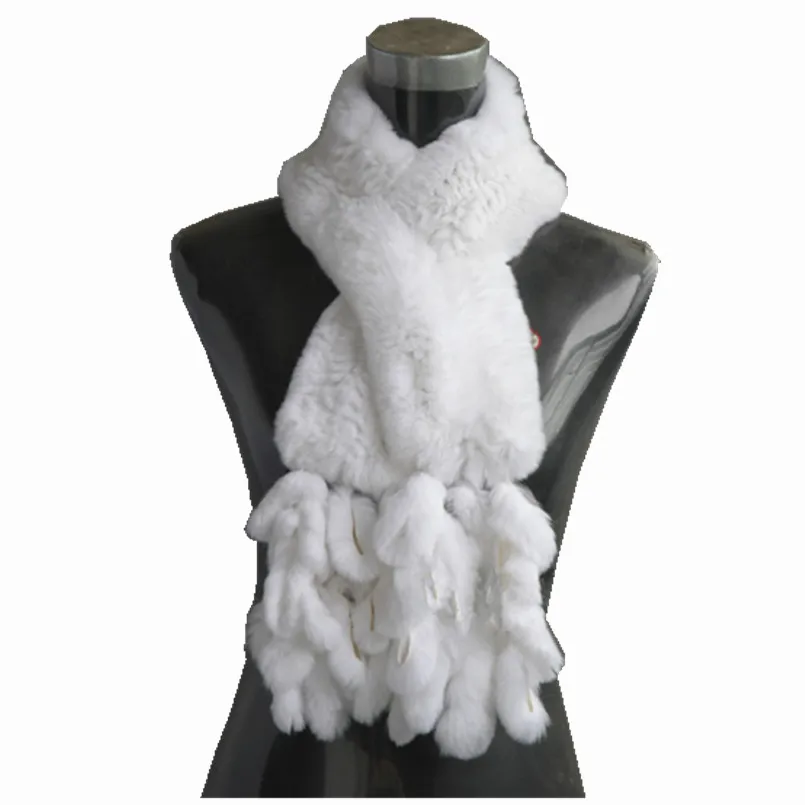

fur wraps Fashion scarf with natural rex rabbit fur handmade knitted women's winter warm 6 colors size 106*10cm F721