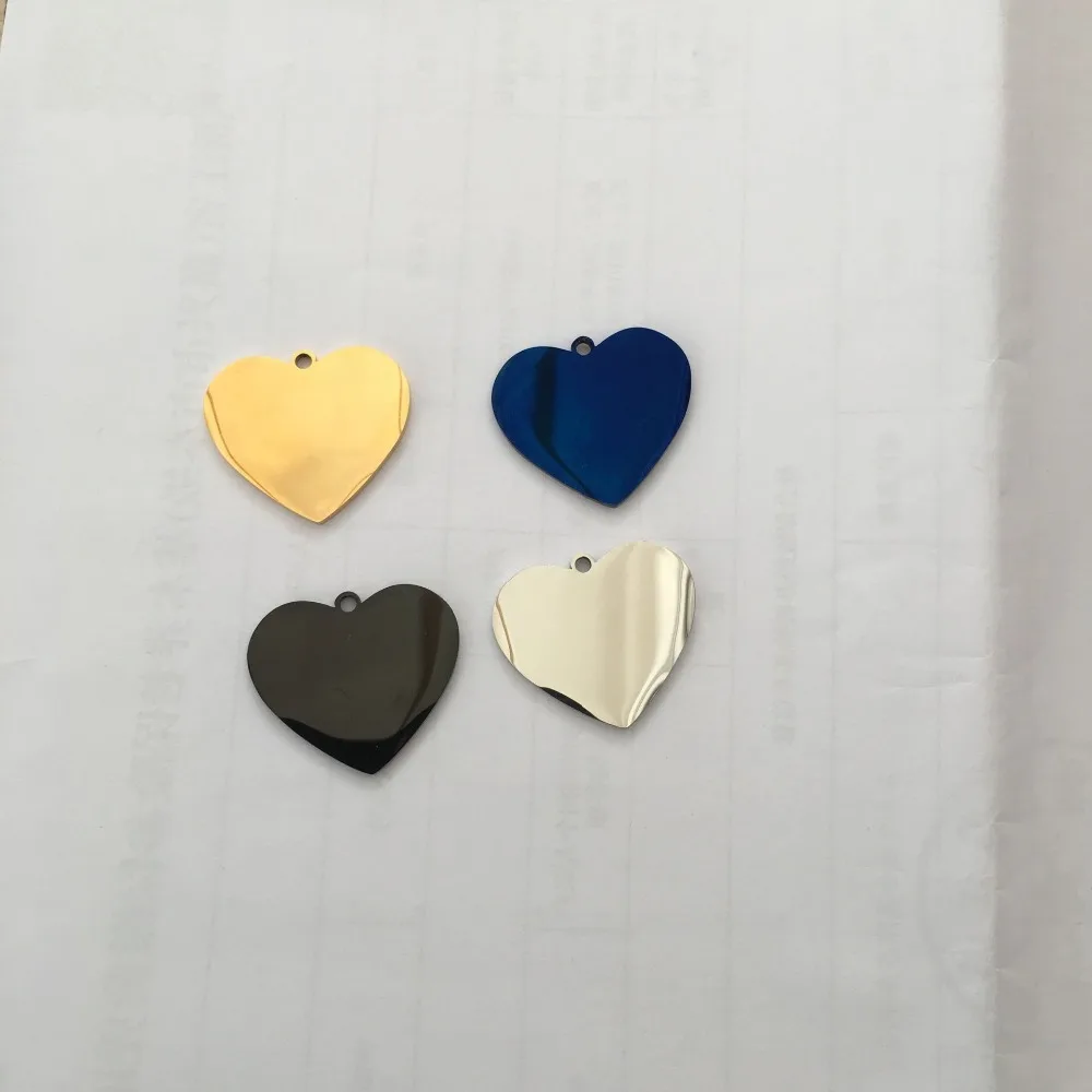 20pc 30*26mm stainless steel Silver color gold color simple heart blank stamp charms for necklace Pendant for DIY Jewelry making