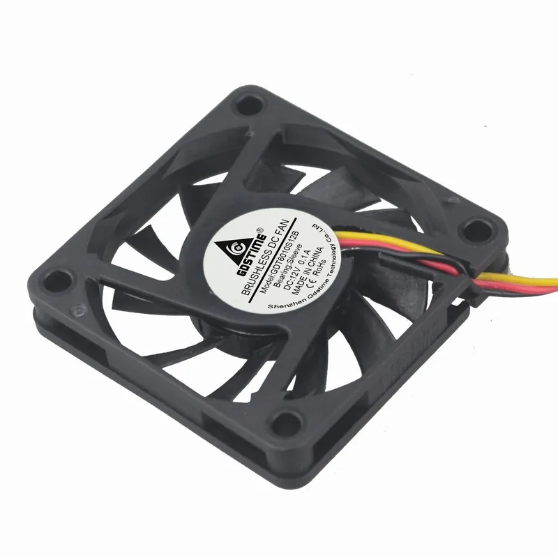 100 Pieces Gdstime 3Pin DC 12V Electron Machine Equitment Brushless Cooling Cooler Fan 60x60x10mm 60mm x 10mm 6cm