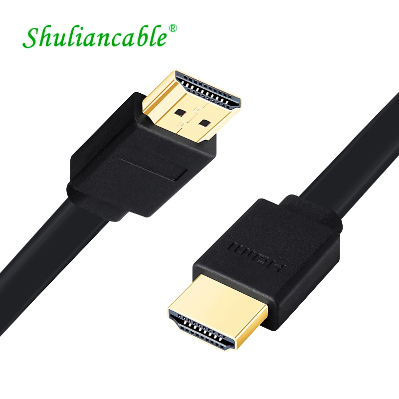 Shuliancable-كابل hdmi مسطح مطلي بالذهب ، موزع 2.0 ، لكابل إيثرنت ثلاثي الأبعاد 1080 بكسل لجهاز فك التشفير PS3 TV DVD Xbox