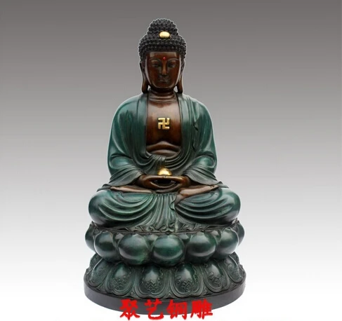 

Tibet Fane Buddhism Bronze Copper Painted Sakyamuni Amitabha Buddha Ball Statue