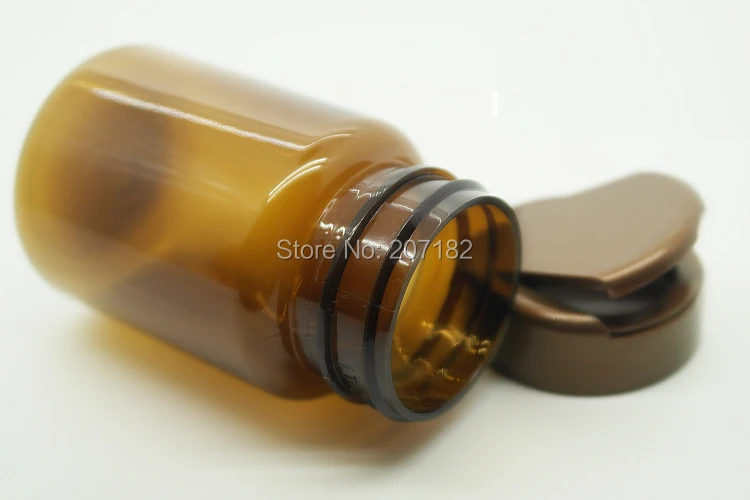 (100pcs/lot) 80cc Translucent Brown PET Bottles, Empty Plastic Bottle, 80ml Capsule Bottles With Brown Flip Top Cap