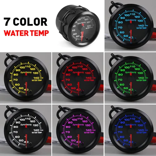 Imagen 2 del producto Dynoracing-Indicador de niveles, pieza de coche que indica la velocidad, temperatura del agua, presión de aceite, relación aire-combustible, voltímetro EGT, tacómetro, medidor de RPM, 2"", 52mm, 7 colores