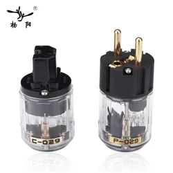 YYAUDIO Hifi Power Plug High Quality Gold-plated Eu Power Connector + IEC Connector Male Female Power Plug Diy European plug