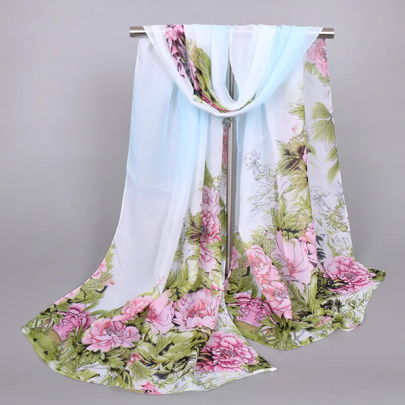 Summer Women Rose Flower Soft Crinkle Hijab Shawl Scarves Sunscreen Silk Plain Foulard Wrap Cover Head Neck Beach Chiffon Scarf