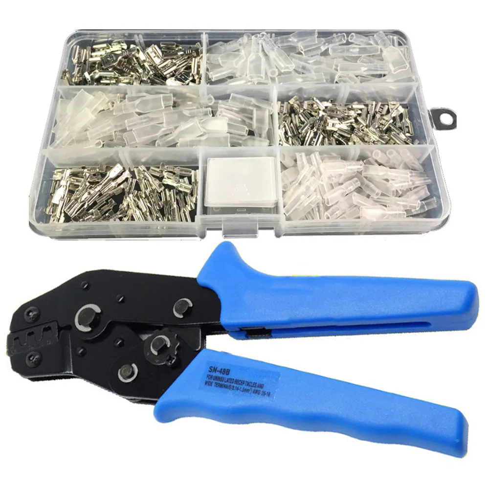

150pcs Non-insulated Tab Receptacle Terminals Crimper Crimping Plier Assortment Tool Set Kit
