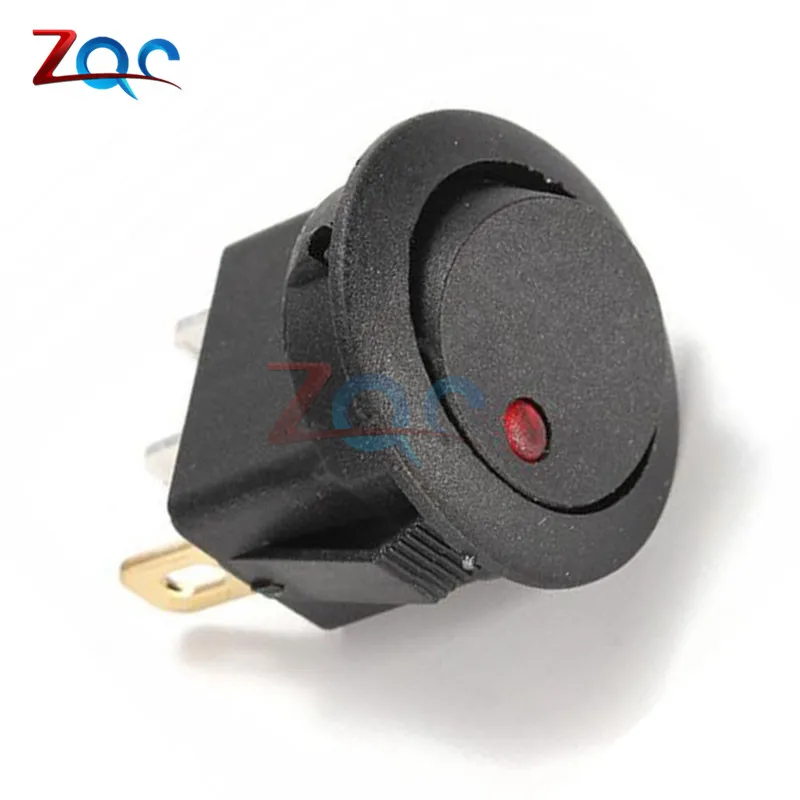 5 Stuks 12V Led Stip Light Auto Schakelaar Auto Boot Ronde Rocker 3pin Aan/Uit Toggle Spst Schakelaar 4 Kleuren Blauw Geel Rood Groen