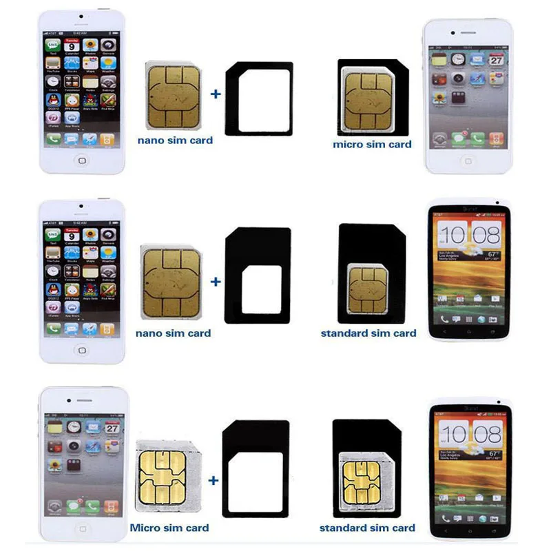 4 in1 SIM Card Adapter For iPhone 5 nano sim adapter set SIM Card Full sim card adapter for phone Droshipping