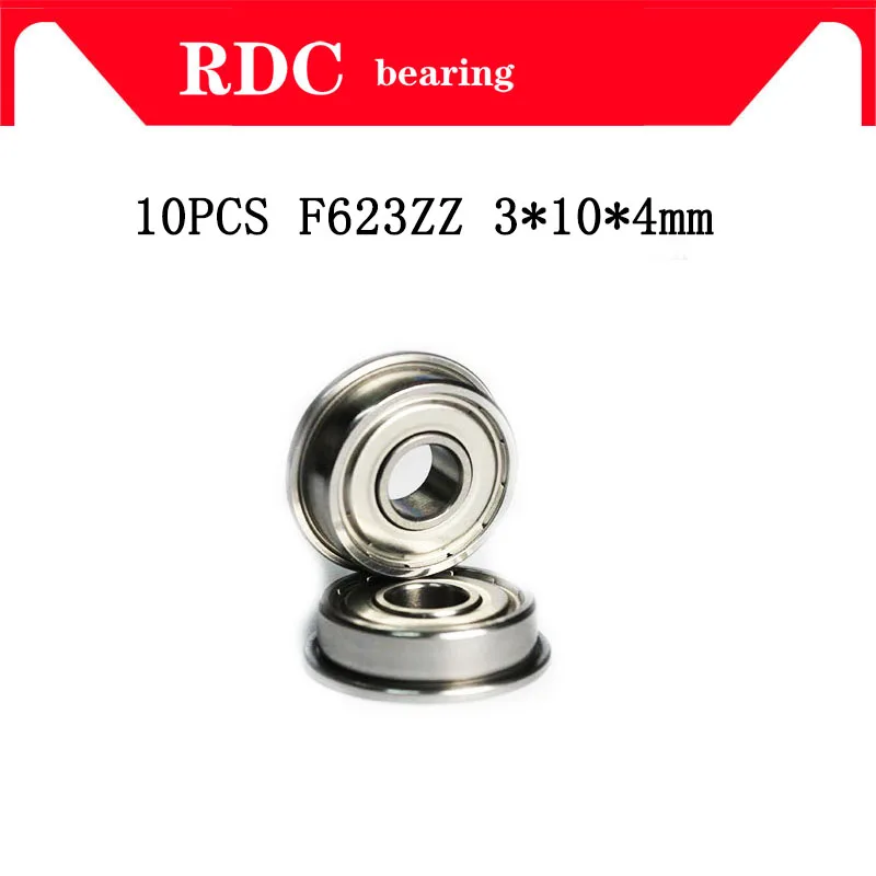 High quality 10pcs ABEC-5 F623ZZ F623 ZZ F623Z 3*10*4 3x10x4 mm Metal Double Shielded flanged Bearing Ball Bearings with flange