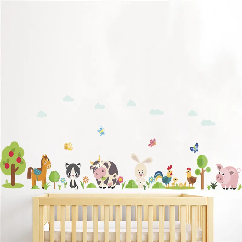 Lovely Animals Farm Adesivos de Parede, Decoração para Casa, Quarto de Crianças, Vaca, Cavalo, Porco, Frango, Arte Mural, DIY PVC Wall Decal