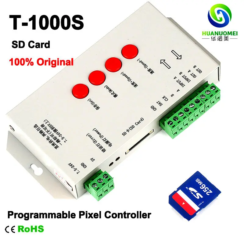 Imagem -02 - Cartão Led Pixel Controlador Dc524v Spi Saída de Sinal Max 2048pixels Suporte Ws2801 Lpd6803 Ws2811 Sk6812 Ucs1903 Etc T1000s sd