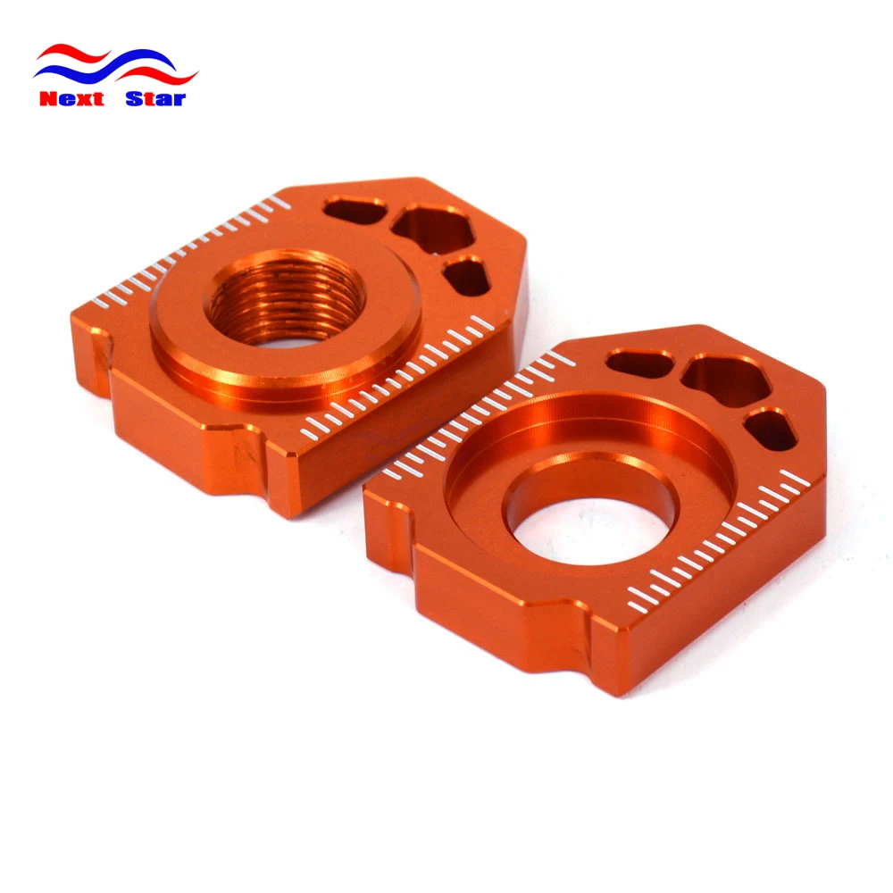 Orange CNC Rear Chain Adjuster Axle Block For KTM SX SXF XC XCF EXC EXCF XCW XCFW 125 150 200 250 300 350 400 450 500 525 530