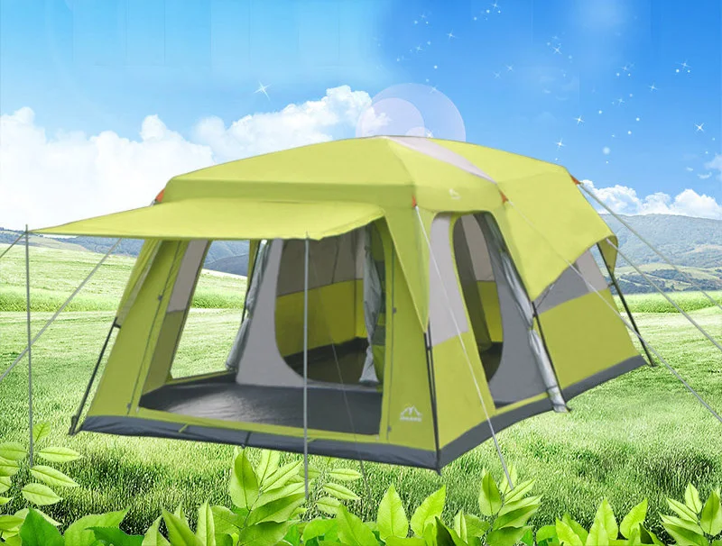 Double Layer Ultralarge Camping Tent, Family Party, One Hal, 2 Bedrooms, 6-12 Person