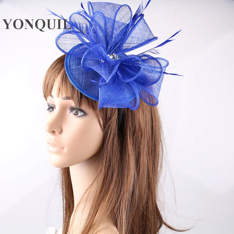 

Elegant Bride Ladies Charming Married Fascinating Sinamay Millinery Hat Feather Party Hats Church Hair Accessories Bridal